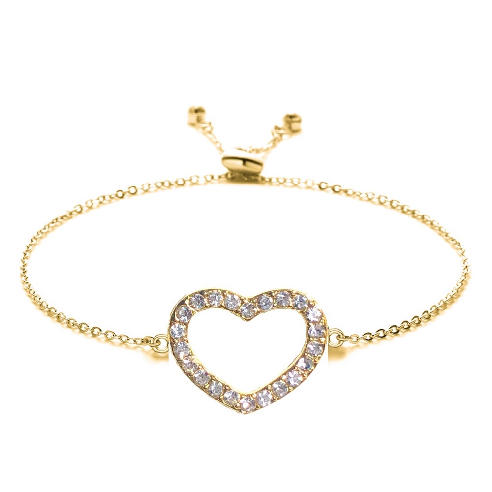 Swarovski Crystal Heart Slider Bracelet Gold